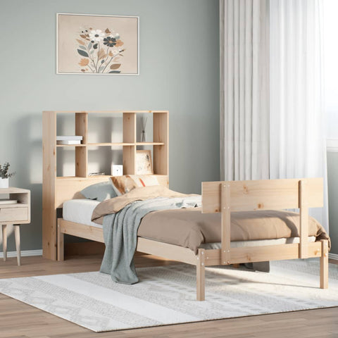 ZNTS Bookcase Bed without Mattress 100x200 cm Solid Wood Pine 3321804