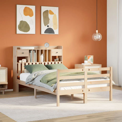 Bookcase Bed without Mattress 135x190 cm Doouble Solid Wood Pine 3321928