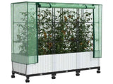 Garden Planter with Greenhouse Cover&Wheels 3 pcs White PP 3423070