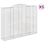 Arched Gabion Baskets 5 pcs 300x50x220/240 cm Galvanised Iron 3146812
