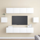 6 Piece TV Cabinet Set White Engineered Wood 3078683