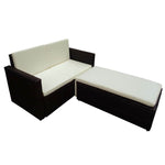 2 Piece Garden Lounge Set with Cushions Poly Rattan Brown 42833