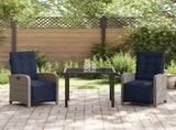 Garden Dining Set with Cushion 3 pcs Grey Poly Rattan 3380358