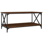 ZNTS Coffee Table Brown Oak 100x50x45 cm Engineered Wood and Iron 823311