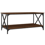 ZNTS Coffee Table Brown Oak 100x50x45 cm Engineered Wood and Iron 823311