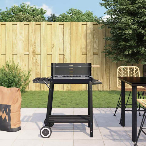 Charcoal BBQ Grill with Wheels Black Steel 315386