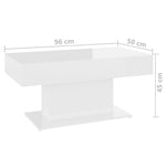 ZNTS Coffee Table High Gloss White 96x50x45 cm Engineered Wood 806837