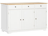 Sideboard with Rubber Wood Top, Modern Storage Cabinet, Kitchen Cupboard with Doors, Drawers and T3398P330527