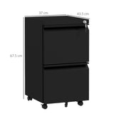 2-Drawer Mobile Filing Cabinet, Steel Lockable File Cabinet for Letter, A4 and Legal Size, T3398P341014