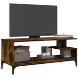 TV Cabinet Smoked Oak 102x40x41 cm Engineered Wood and Powder-coated Steel 842413