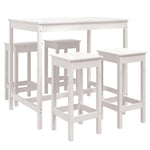 5 Piece Garden Bar Set White Solid Wood Pine 3154746