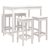 5 Piece Garden Bar Set White Solid Wood Pine 3154746