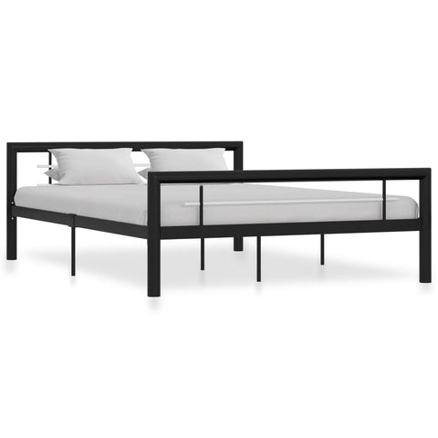 Bed Frame without Mattress Black and White Metal 120x200 cm 284552