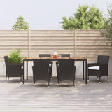 7 Piece Garden Dining Set with Cushions Black Poly Rattan 3187462