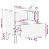 Bed Cabinet Black 40x33x46 cm Solid Rough Wood Mango 4018634