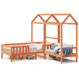 Bed and Bench Set with Roof without Mattress Wax Brown 90x200 cm 3282176