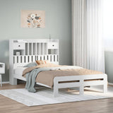 Bookcase Bed without Mattress White 135x190 cm Double Solid Wood Pine 3308898