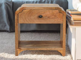 Solid Wood Newton Mini Oak-ish Nightstand with a drawer and open shelf, Brown B2743P403243