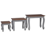 Nesting Table Set 3 Pieces Solid Mahogany Wood 244505