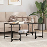 Coffee Table with Black Glass Top 98.5x50x45 cm Steel 846015