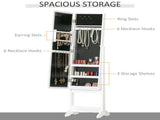 Free Standing LED Mirrored Jewelry Cabinet Armoire Floor Organiser W/ 3 Angle Adjustable For Rings T3398P343618