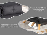 Two-Seater Linen-Look Sofa Bed - Charcoal Grey T3398P377861