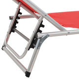Sun Lounger Red Aluminium Standard Collapsible 312459