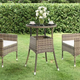 Garden Table 60x75 cm Tempered Glass and Poly Rattan Grey 310600