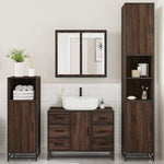 ZNTS 4 Piece Bathroom Furniture Set Brown Oak Engineered Wood 3301204