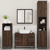 ZNTS 4 Piece Bathroom Furniture Set Brown Oak Engineered Wood 3301204