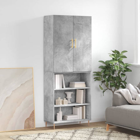 Highboard Concrete Grey 69.5x34x180 cm Engineered Wood 3196063