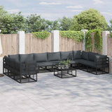 Garden Sofa Set with Cushion 11 pcs Black Aluminium 3378907