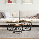 Coffee Table 3 pcs Old Wood Engineered Wood and Steel 868283