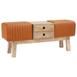 Bench 110 x 30 x 45 cm Real Leather Brown 42042120