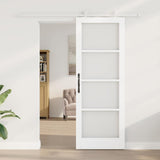 Sliding Door ORKDAL White 78 x 211 cm Solid Pine Wood and Glass 3332078