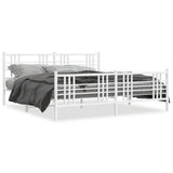 Metal Bed Frame without Mattress with Footboard White 193x203cm 376397