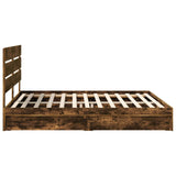 Storage Bed with Drawer Smoked Oak 180 x 200 cm Engineered Wood 3411881