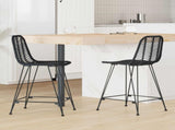 Bar Chair 2 pcs 44.5 x 54.5 x 97.5 cm Rattan and Iron 42011548