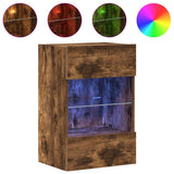 Wall Cabinets with LED Lights for TV 2 pcs Smoked Oak 40x30x60.5 cm 837087