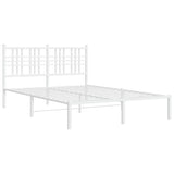 Metal Bed Frame without Mattress with Headboard White 135x190cm 376372