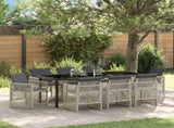 Garden Dining Set 9 pcs Light Grey Poly Rattan 3380640
