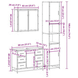 3 Piece Bathroom Furniture Set Smoked Oak Engineered Wood 3301082