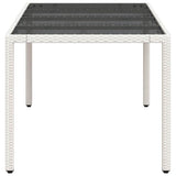 Garden Table with Glass Top White 190x90x75 cm Poly Rattan 368129