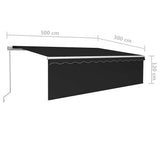 Manual Retractable Awning with Blind&LED 5x3m Anthracite 3069344