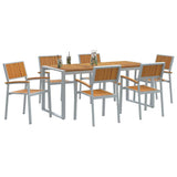 Garden Dining Set 7 pcs Grey and brown 180 x 90 x 75 cm 3284372