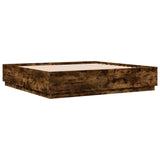 Bed Frame with LED without Mattress Smoked Oak 200x200 cm 3209587