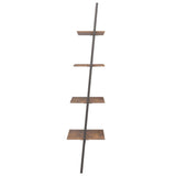 4-Tier Leaning Shelf Dark Brown and Black 64x34x150.5 cm 336374