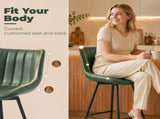 Set of 2 PU Leather Swivel Bar Stools - Dark Green T3398P549987
