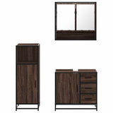3 Piece Bathroom Furniture Set Brown Oak Engineered Wood 3300989