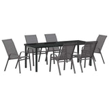 Garden Dining Set 7 pcs Grey and Black Powder-coated Steel 3379126